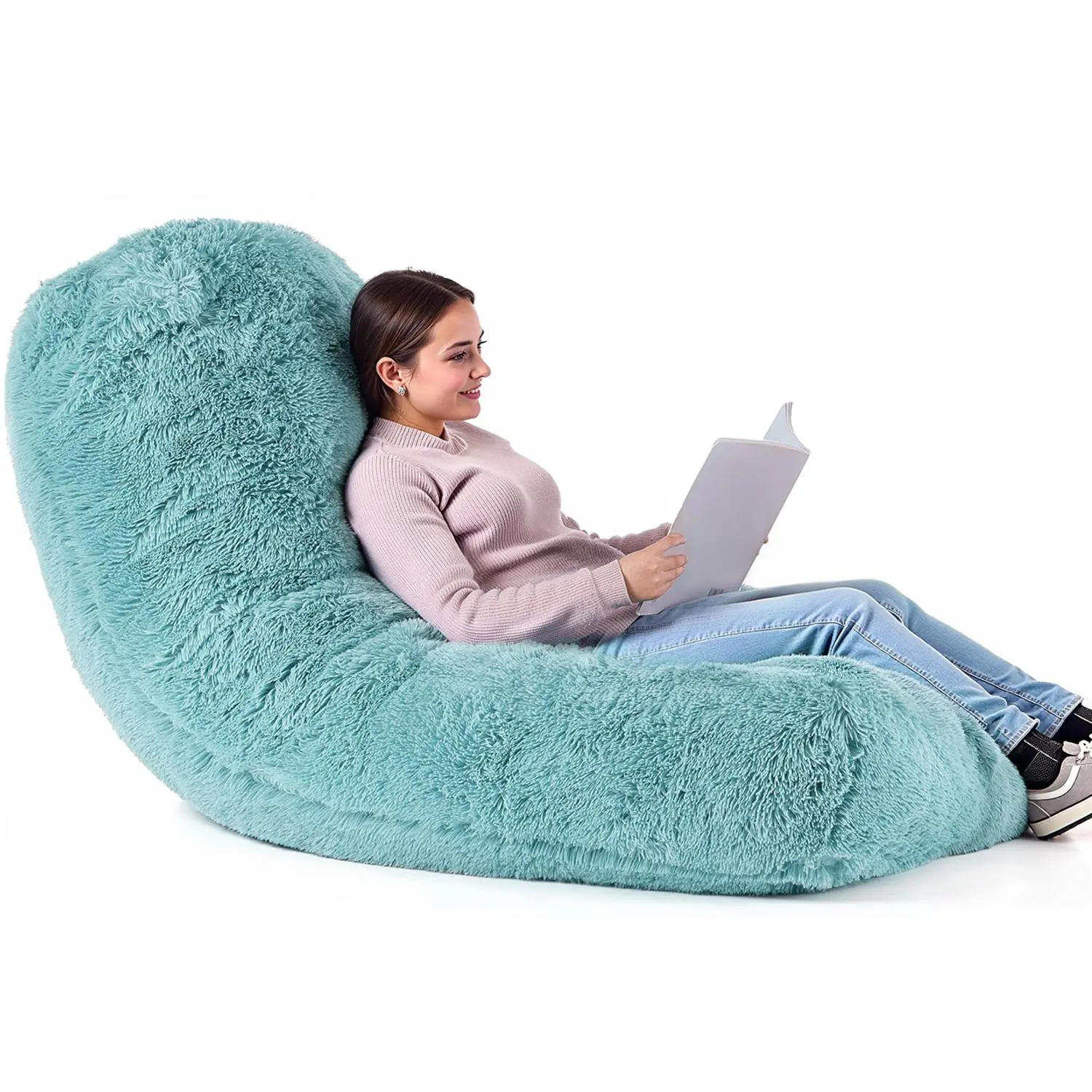 【SummerFinds】VEVOR Single Person Sturdy Adult Giant Bean Bag Chair, Removable & Washable Cover, Plush Fabric, High-Density Memory Foam Filling, Zippered Comfy Floor Sofa, Beanbag Lounger for Living Room, Watch Party, Blue