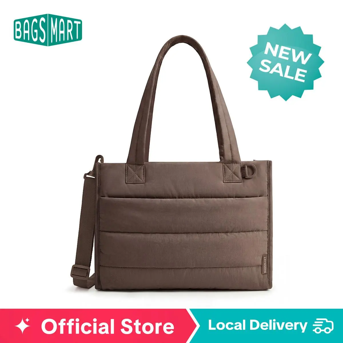 【Limited-Time Sale】BAGSMART Lightweight Puffy Tote Bag with Compartments for Women, Quilted Shoulder Bag Handbag for Travel and Work Handbag for Travel and Work DealsForYouDays summerwins
