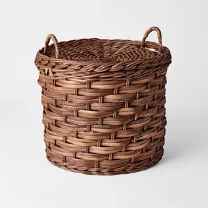 Round Chunky Straight Rattan Basket Dark Brown - Threshold designed with Studio McGee