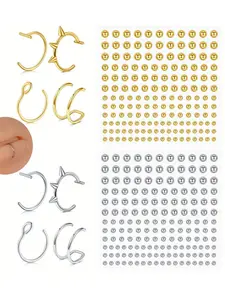 Fake Piercing Jewelry Hoop for Faux Lip Ring Set, Multi-Use for Lip Eyebrow Nose, Non-Piercing Accessory for Women & Men, Nose Rings
