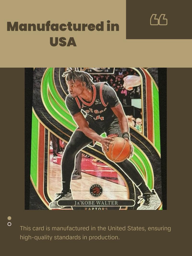 BASKETBALL- 2024-25 Panini Select - Ja'Kobe Walter Lime Green /75 Rookie Card Premier Level - Toronto Raptors sports  cards