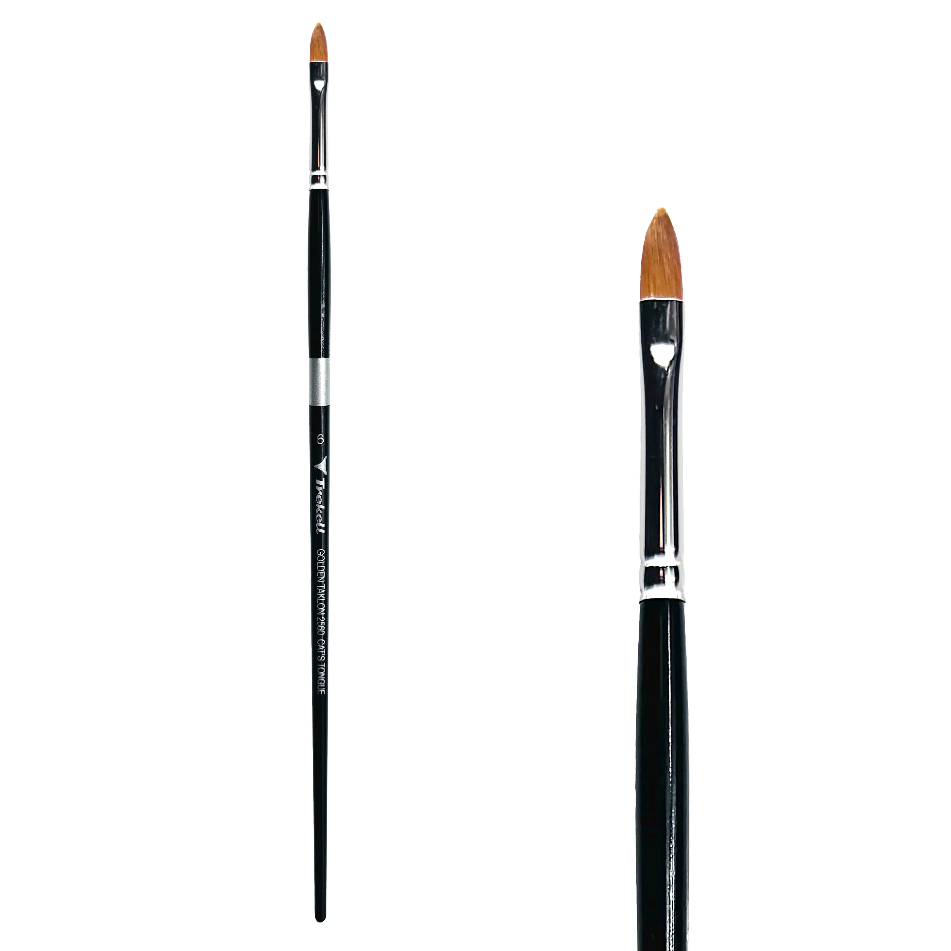 Trekell Golden Taklon Long Handle Artist Brush -  Size #6 Cat's Tongue