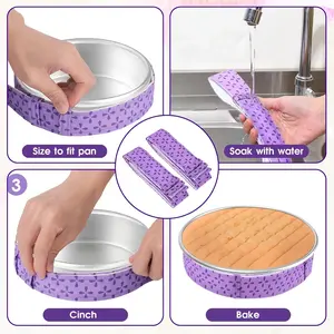 Cake Strips for Even Baking, Cake Pan Dampen Strips, Super Absorbent Nylon to Keeps Cake More Level (2 Pack)