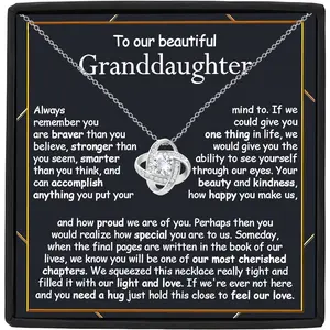 Gift Boxed Love Knot Necklace for Granddaughter, Grandparents' Gift, Birthday Present, Holiday Jewelry, Granddaughter Message Card Included