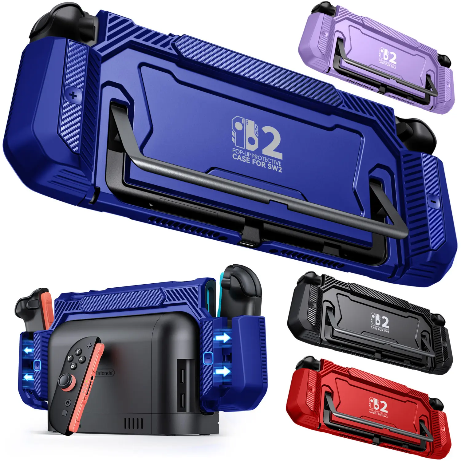 Dockable Protective Hard PC Case for Nintendo Switch 2, Console Accessories with Exclusive Pop-up Joy-Con Quick Release, Military-Grade Protection, Stand Compatibility, Ergonomic Grip