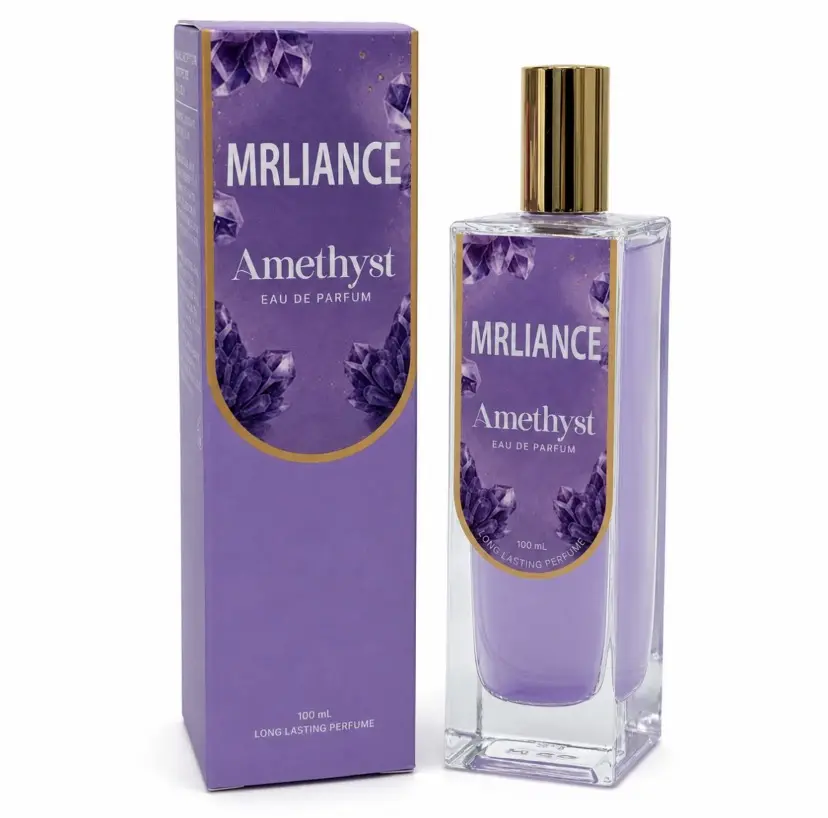 MRLIANCE Amethyst Eau de Parfum for Women 100ml, Long Lasting Elegant Cherry Blossom Fragrance, Shimmer Purple Crystal Perfume, Feminine Scent for Daily Dating Office & Birthday Gift