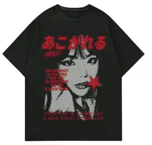 ROMWE Men Short Sleeved Y2k T-Shirt With Slogan T-Shirt, Streetwear & Underwear, Unisex Cotton Crewneck T-Shirt