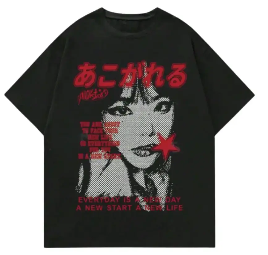 ROMWE Men Short Sleeved Y2k T-Shirt With Slogan T-Shirt, Streetwear & Underwear, Unisex Cotton Crewneck T-Shirt