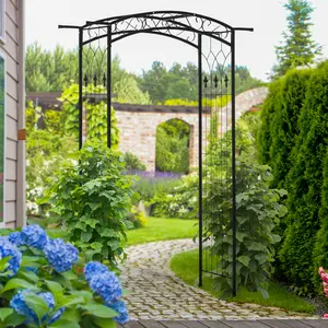 7Ft Garden Arch Arbor, Metal Arch Trellis for Climbing Vines, Garden Archway for Wedding, Birthday Party, Ceremony