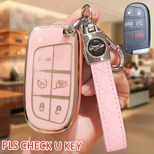 car bracket Soft TPU Car Key Protection Cover For Jeep Chrysler 200 300 Dodge RAM Challenger Voyager Smart Key