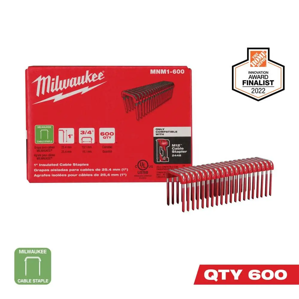 1 in. Insulated Cable Staples for M12 Cable Stapler (600 Per Box)