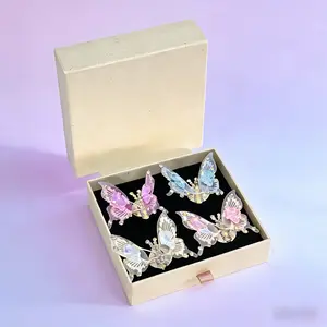 Moving  Wall Decals 4Pcs Pink Purple, Car Charm Ornament & Girls Bedroom Decor,  Accessories for Women Butterfly