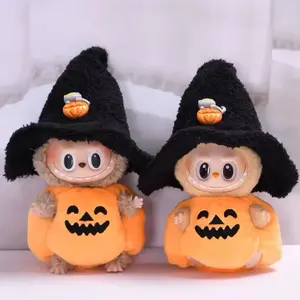 17cm Labubu Clothes Blind Box Universal Sitting Standing Plush Doll Accessories Labubu Designer Clothes Pumpkin costume set Cute