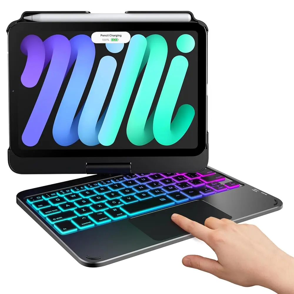 Typecase Keyboard Case for iPad Mini 7 (2024) & Mini 6 (2021) - Wireless Case with 8.3" Keyboard  Mini iPad  - Multi Colors Backlit Keyboard Cover with Trackpad Tablet PC Durable,Back-To-School Gifts