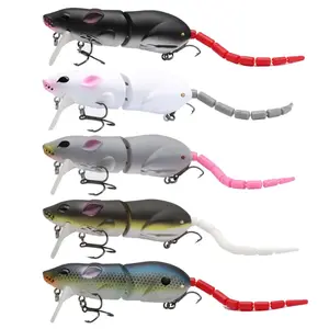FINXTIDE 5pcs Mouse Fishing Lures with Treble Hooks Multi Jointed Swimbaits 15.5g/15.5cm Slow Sinking Minnow Artificial Fake Bait for Freshwater Saltwater Bass