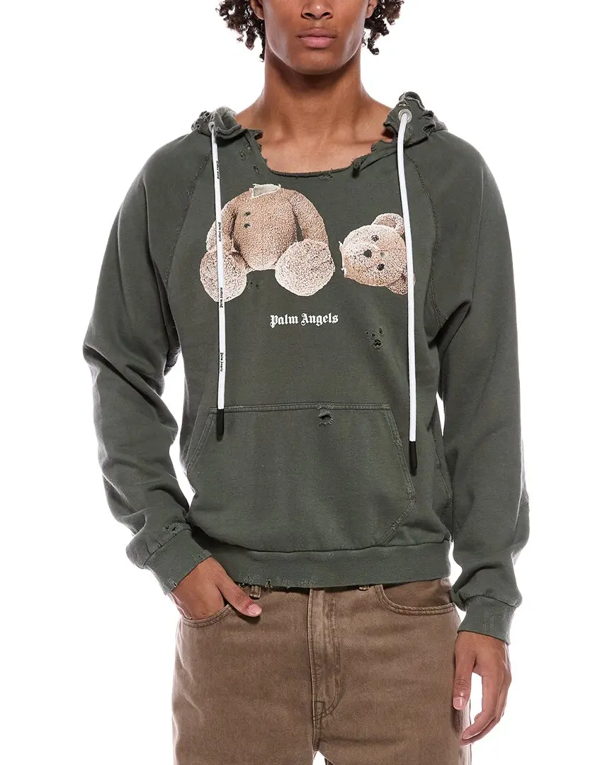 Palm Angels Bear Ripped Slim Fit Hoodie