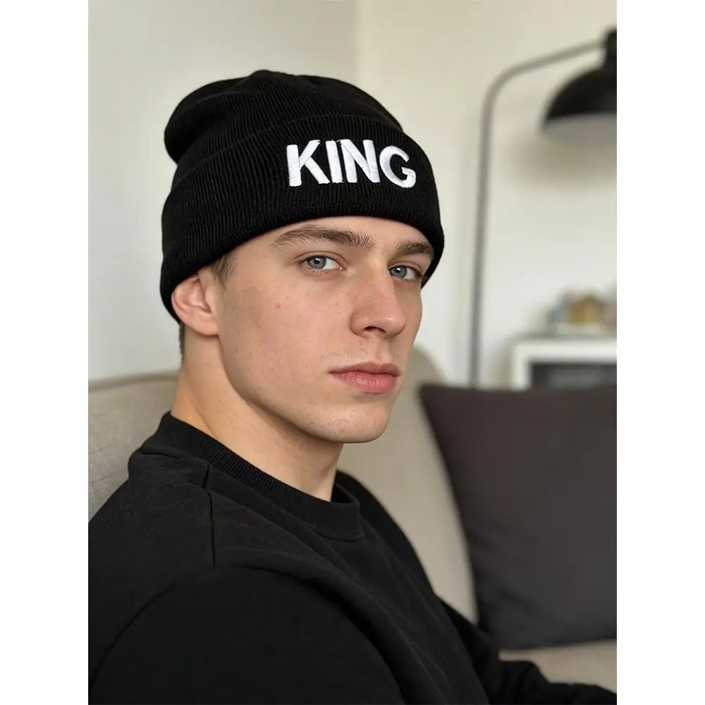 Unisex King Logo Letters Knit Slouchy Beanie - Streetwear Fashion, Warm Insulation, Casual Sports & Outdoor Hat, Universal, All Seasons