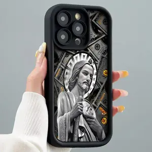 Premium Jesus Relief Money Print Soft TPU Bumper Phone Case for iPhone 17 Pro Max/16 Plus/15/14/13/12/11 & Samsung S26/S25/S24/S23/S22 Ultra/Plus, Religious Shockproof Protective Cover