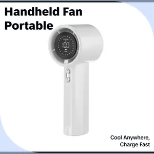 Portable handheld fan with a powerful motor and built-in 1200 mAh battery—ideal for office desks and hiking trips.