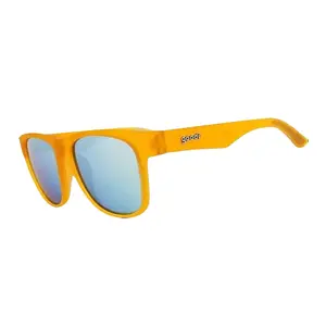 goodr Gold Digging with Sasquatch Large Size (BFG) Translucent Orange Frame with Light Blue Lens, UV400, No Slip No Bounce No Tangle