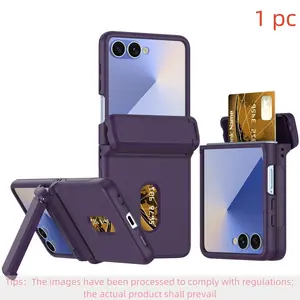 For Samsung Galaxy Z Flip 7 Fe/6/5 Case, Card Slot, Dual Card Holder, Hinge Protection, Stand Function, Hard PC Material, Shockproof Cover