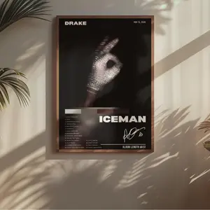 No Frame -Drake Iceman Poster | New Drake Album Tracklist Print | Hip Hop Album Cover Wall Art | Rap Music Home Decor | Modern Teenager Gift