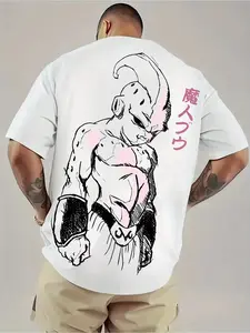 Dragon Ball Hot Blood Anime GOKU Majin Buu Printed Summer Men's and Women's T-shirts Loose Retro Hip Hop Loose Short Sleeves