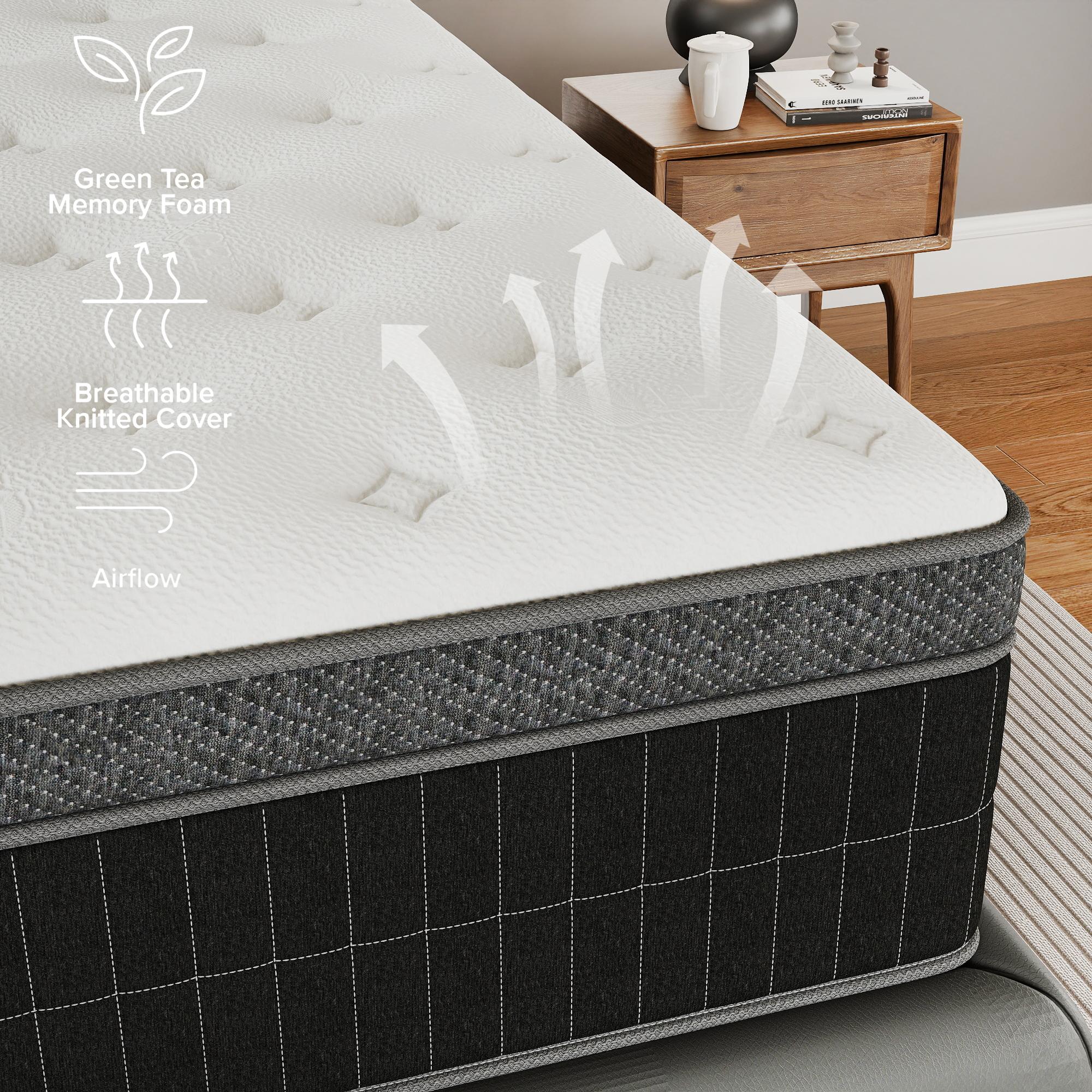 Medium Firm Hybrid Mattress in a Box Cooling Memory Foam Motion Isolation Edge Support Upgrade Your Sleep (Twin/Full/Queen/King)
