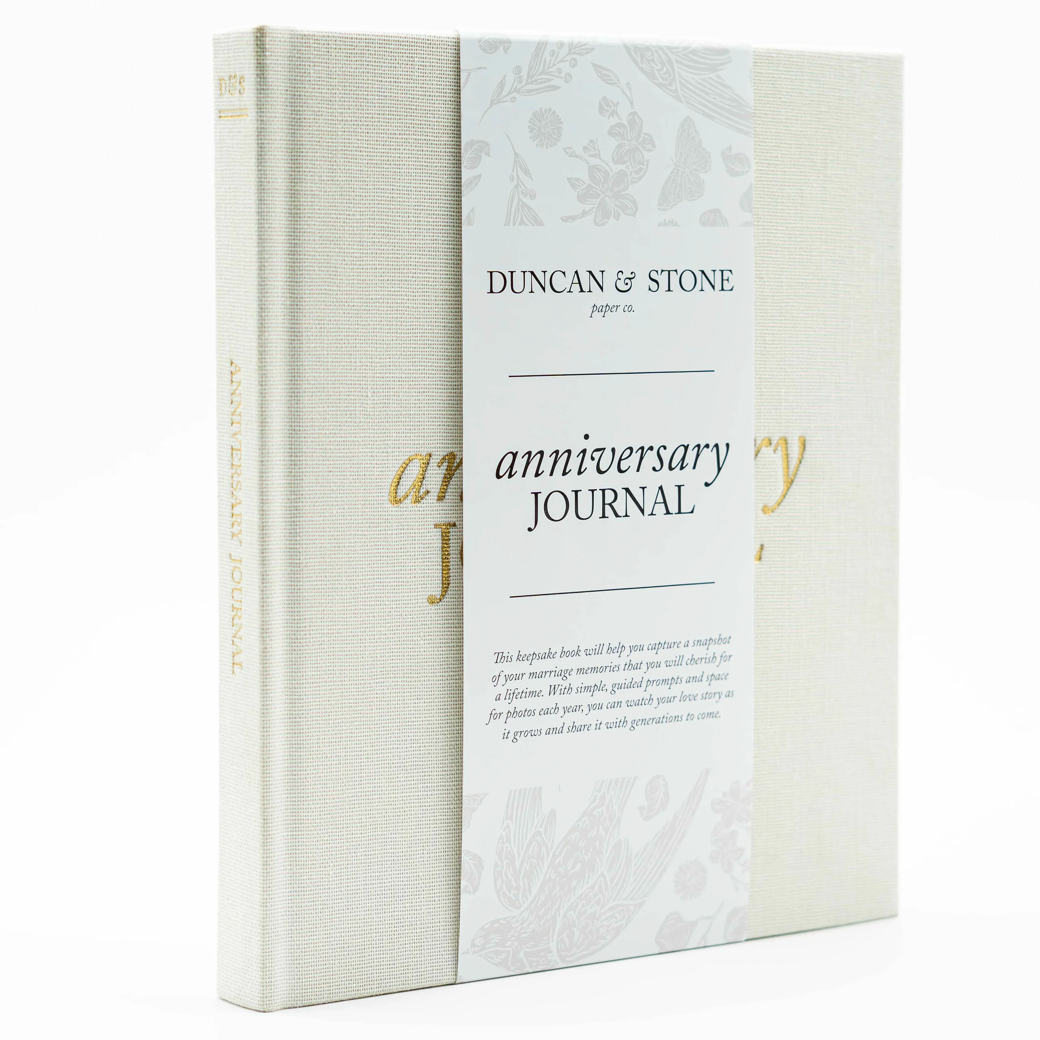 Duncan & Stone Anniversary Journal – Linen Bound Hardcover Spiral Notebook for Couples' Milestones & Memories, 189 Pages, Taupe Cover, Ivory Pages, Travel Diary Notebook