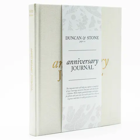 DUNCAN & STONE PAPER CO Wedding Anniversary Journal Notebook - Taupe, Ivory, 7-3/4 x 9-1/4 Inches, 189 Pages - Adult Partner Gifts for Him (Office Stationery)