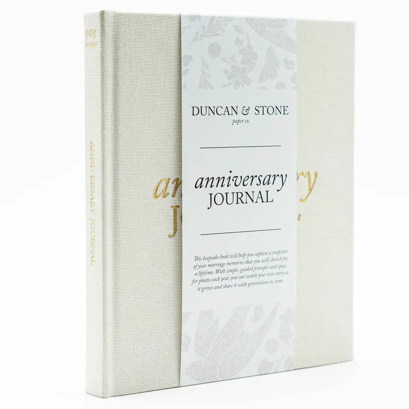 DUNCAN & STONE PAPER CO Wedding Anniversary Journal Notebook - Taupe, Ivory, 7-3/4 x 9-1/4 Inches, 189 Pages - Adult Partner Gifts for Him (Office Stationery)