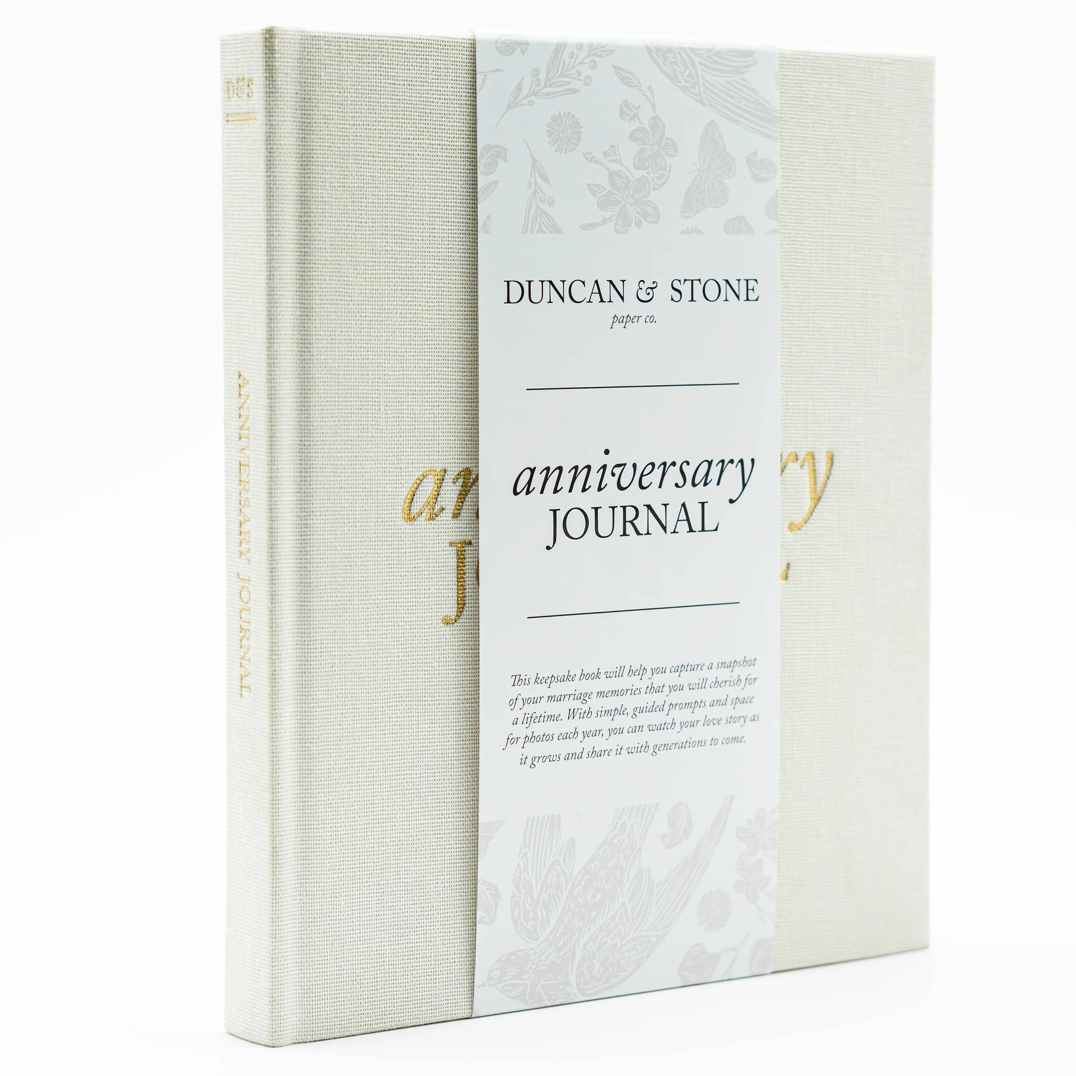 Duncan & Stone Anniversary Journal – Linen Bound Hardcover Spiral Notebook for Couples' Milestones & Memories, 189 Pages, Taupe Cover, Ivory Pages, Tr