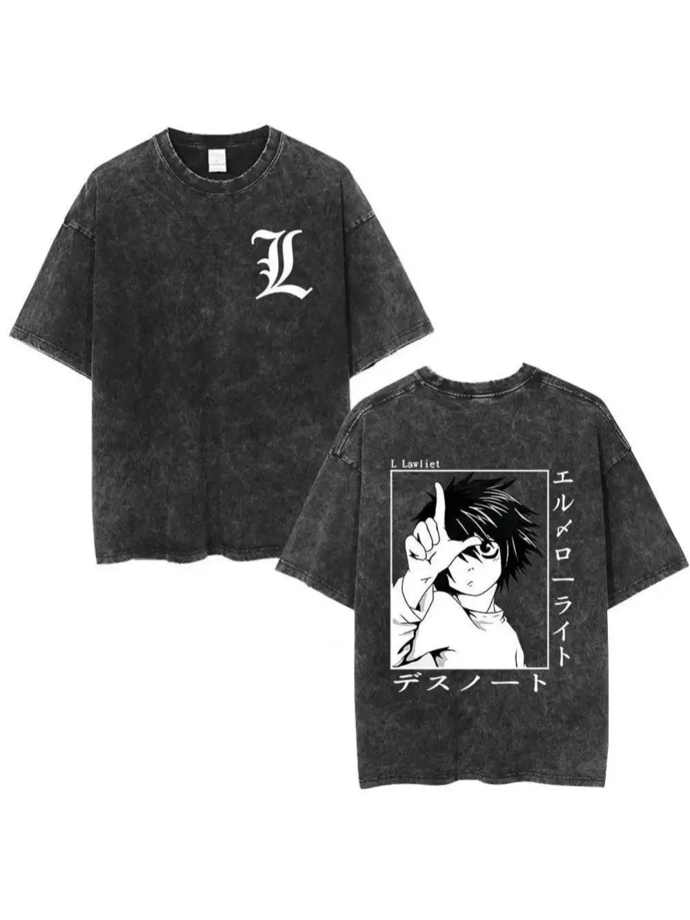 Men's Vintage Graphic T-Shirt, Oversized Heavyweight Cotton with Death Note Back Print, Distressed Gothic Round Neck Tops, Menswear, Graphic Shirts, Gothic Retro, Heavy Cotton, Baggy, Vintage T Shirts, Unisex Sizing
