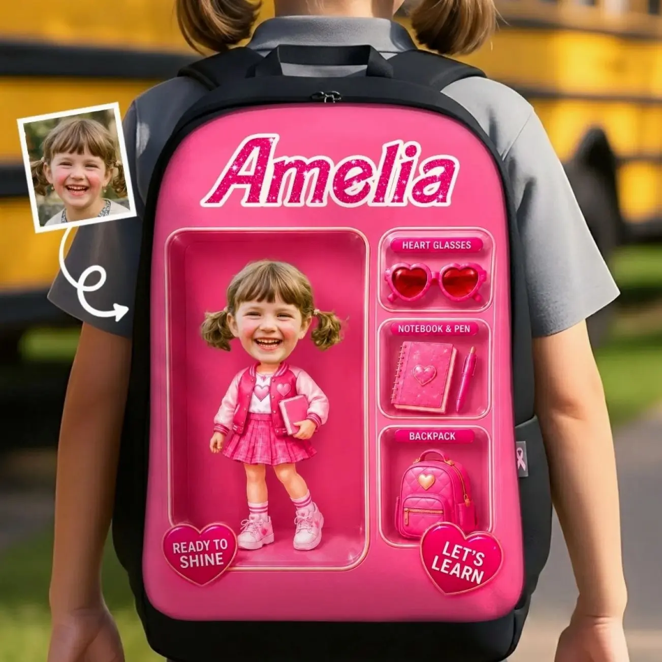 Custom Photo Kids Front Printed Backpack - Personalized Back To School Gifts For Kids - Born To Stand Out