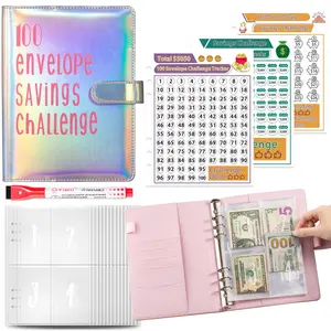 2026 New100 Envelope Savings Challenge Laser A5 Loose-Leaf Binder Budget Binder With Cash Envelopes Money Organizer System