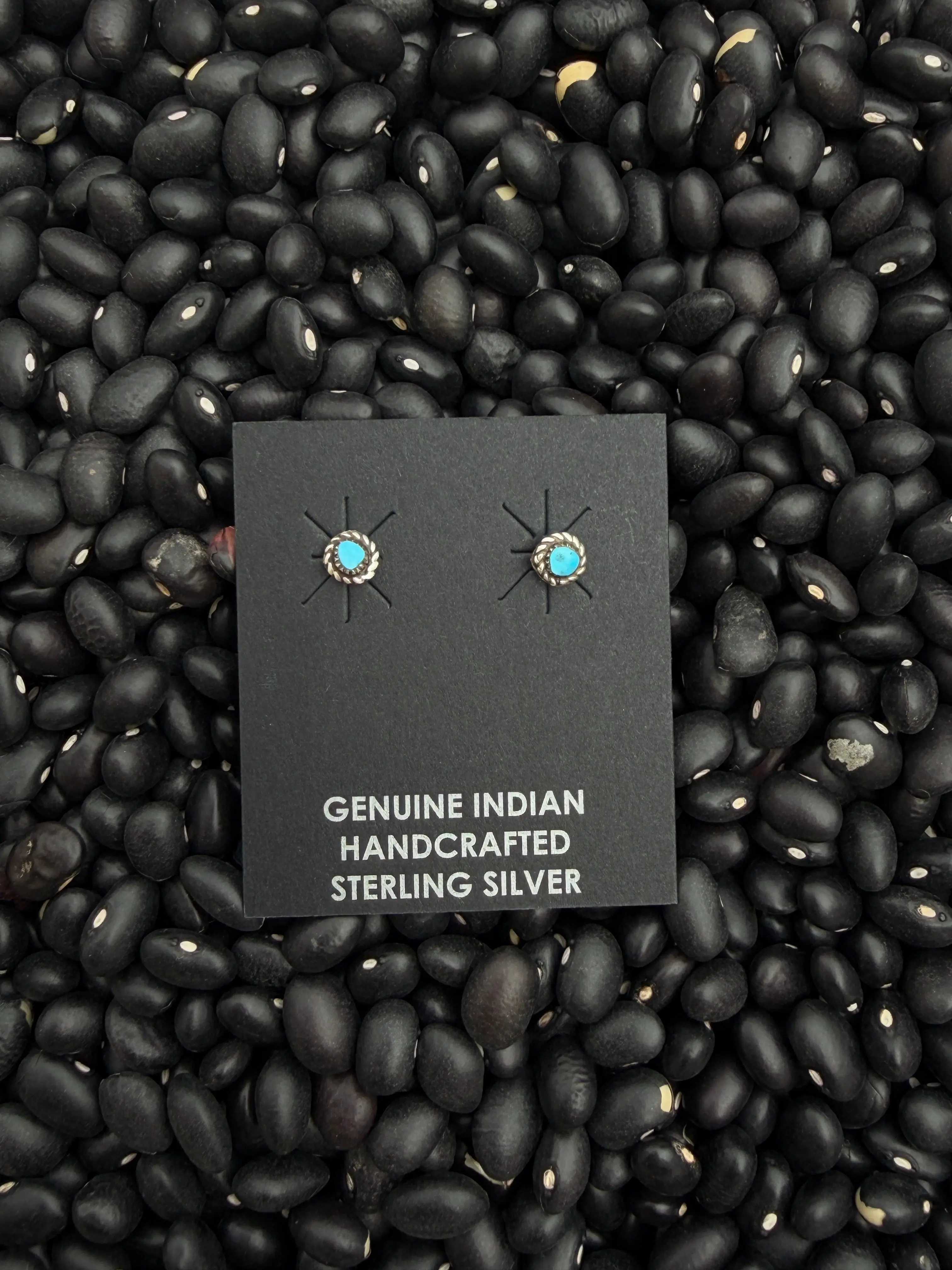 Kingman Turquoise Stud Earrings | Native American Handmade Sterling Silver | 925 Sterling made by Aaron Davis
