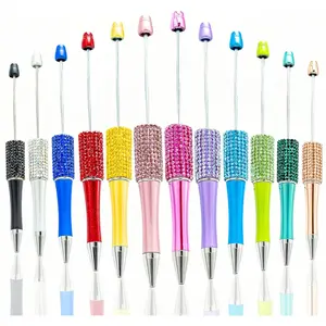 12 count Beadable Pens Bulk  Ballpoint Pens Multicolor Retractable Writing Pens Bead Pens DIY Focal Beads Pens Making Kit Gifts for School Office Teacher Staff Students