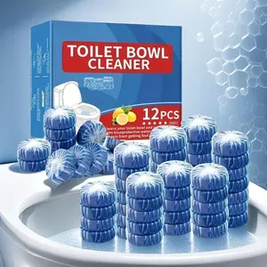 12PCS Toilet Cleaning Blocks - Auto-Cleans with Every Flush, Soluble Film, No Residue, Safe & Effective Household Cleaning Packets Cleaner