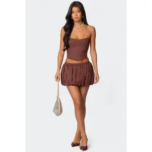 Marlene Plaid Bubble Mini Skirt