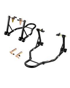 Motorcycle Front And Rear Stand Lift With 1100 Lb Capacity For Spool Lift Paddock Swingarm Compatibility Black Heavy Duty Bike Maintenance And Repair Stand For Front Or Rear Wheel And Easy Garage Use