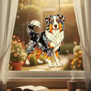 Holographic Australian Shepherd Suncatcher, Dog Lover hologram Window Decor