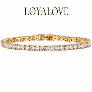 Loyalove Gold  Tennis Bracelet for Women, Sparkly Crystal Bracelet, Dainty Gold Jewelry Gift