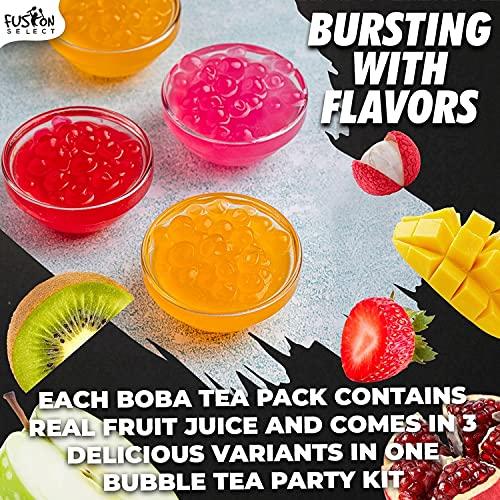 Fusion Select Bursting Bobaz Popping Boba Pearls 490g 6 Variety Fruit Flavors | Boba Tea Toppings, Dessert & Drink Snack Pearls