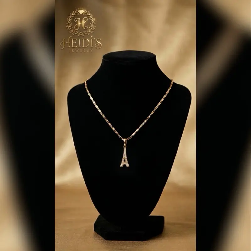 14k gold plated Eiffel Tower with necklace
