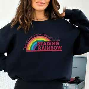 Reading Rainbow Sweatshirt, Rainbow School Crewneck, Bookworm Sweatshirt, Librarian Sweatshirt, Teacher Appreciation, Book Lover Gift