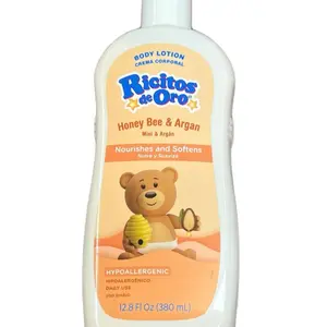 Ricitos de Oro Body Lotion Crema Corporal - Honey Bee & Argan Nourishes & Softens, Hypoallergenic, 12.8 fl oz (380 ml) Moisturizers Comfort