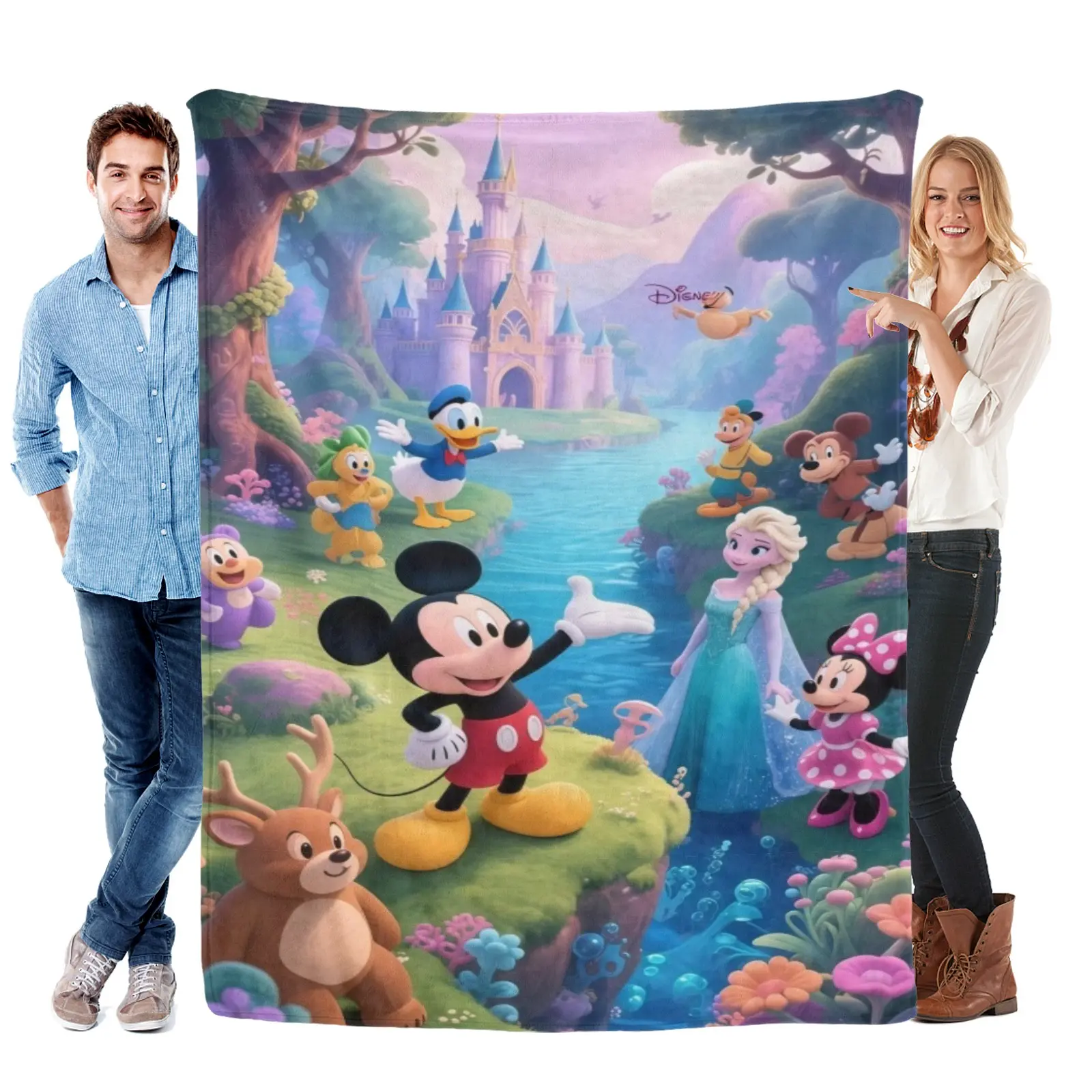 Mickey Mouse Magic Castle Blanket, Ultra Soft Flannel Disney Blanket Mickey Mouse Bedding For All Ages Holiday Presents