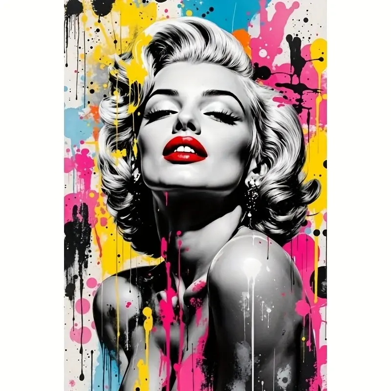 1 PC, [Marilyn Monroe], 5D diamond painting art portraits, Retrato de diamantes,  frameless, includes tool kit. Fully realistic portrait diamond painting, diamond art set, suitable for home decoration, handmade relaxing and stress-relieving gifts.