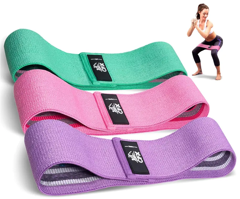 Resistance Bands Set, Exercise Bands with Non-Slip Design for Hips & Glutes, 3 Levels Workout Bands for Women and Men, Booty Bands for Home Fitness, Yoga, Pilates