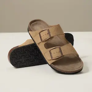 BOSTANTE  Flat Sandals For Women men  Cork Footbed Womens Sandals with arch support Vacation Essentials Slides for Women Footwear